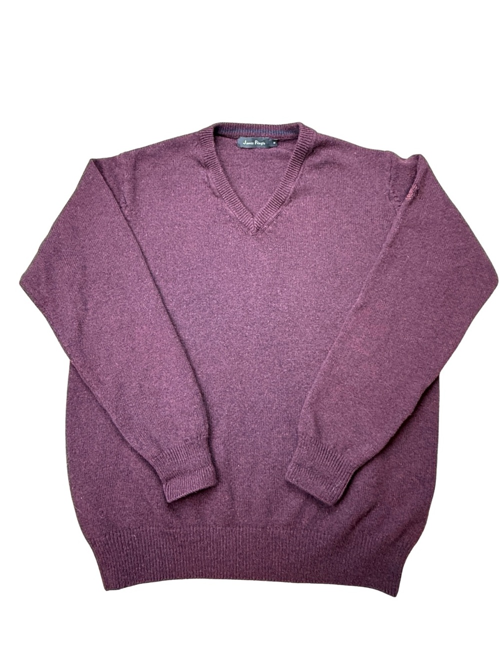 James‎ Pringle Mens Burgundy Pure New Wool V-Neck Sweater Size M